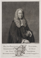 KG 07058
<br/>
Portret Mr. Jan Baptista Slicher
<br/>
<em>Houbraken, Jacob (1698-1780)</em>
